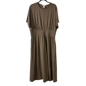 H&M Relaxed Fit Brown 100% Cotton Midi Dress Womens size XL